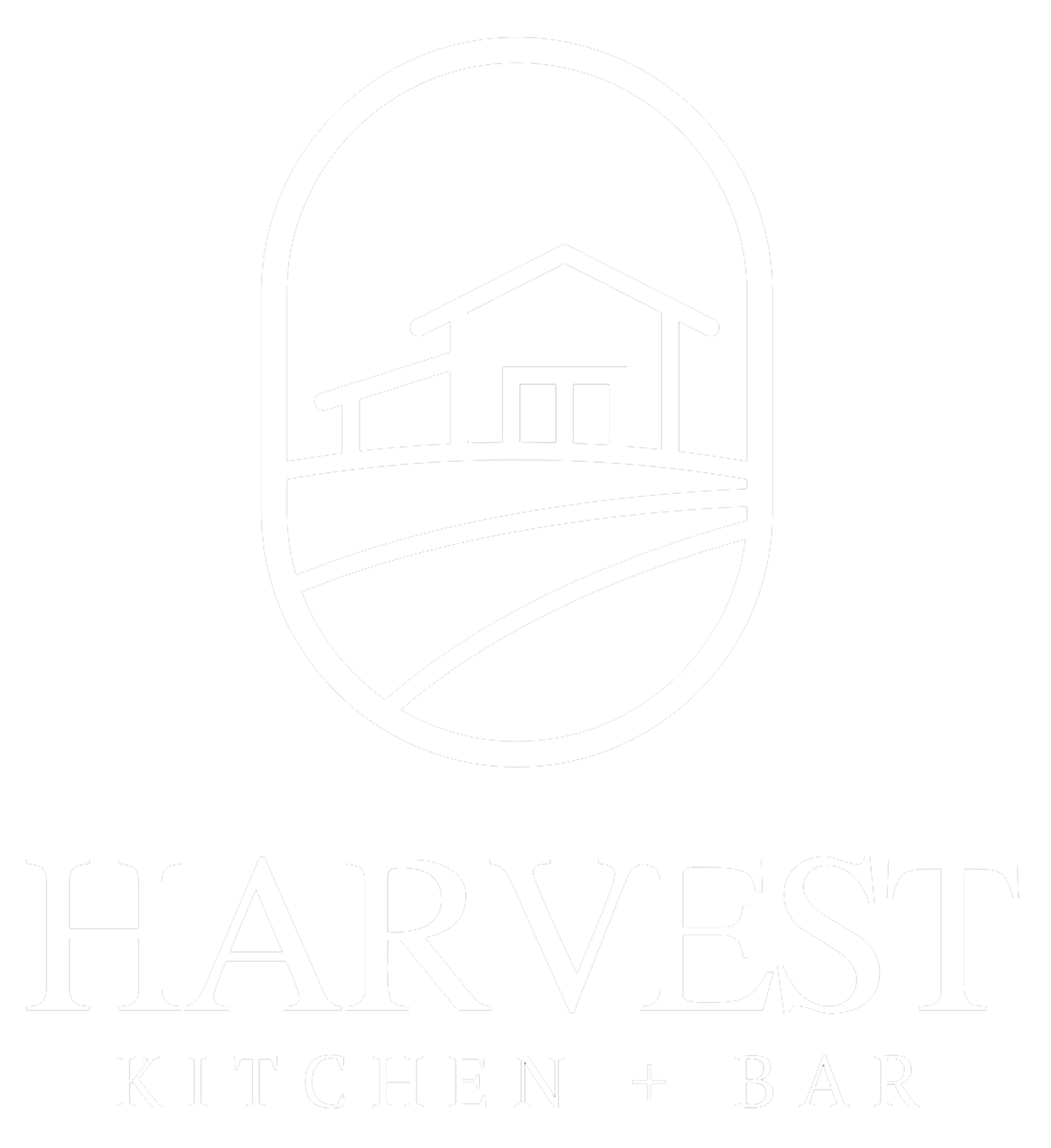 Logo for Hart VEST Kitchen + Bar featuring a house inside an arch and text below.