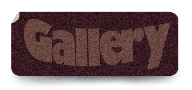 Close-up of a sign with the word 'Gallery' in large, bold, pink letters on a dark background.
