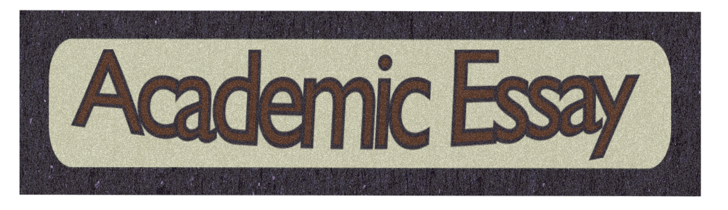 Close-up of a sign reading 'Academic Essay' with a beige background and large brown text.
