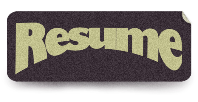 A close-up of a black button with the word 'Resume' written in large, bold, pale yellow-green letters.