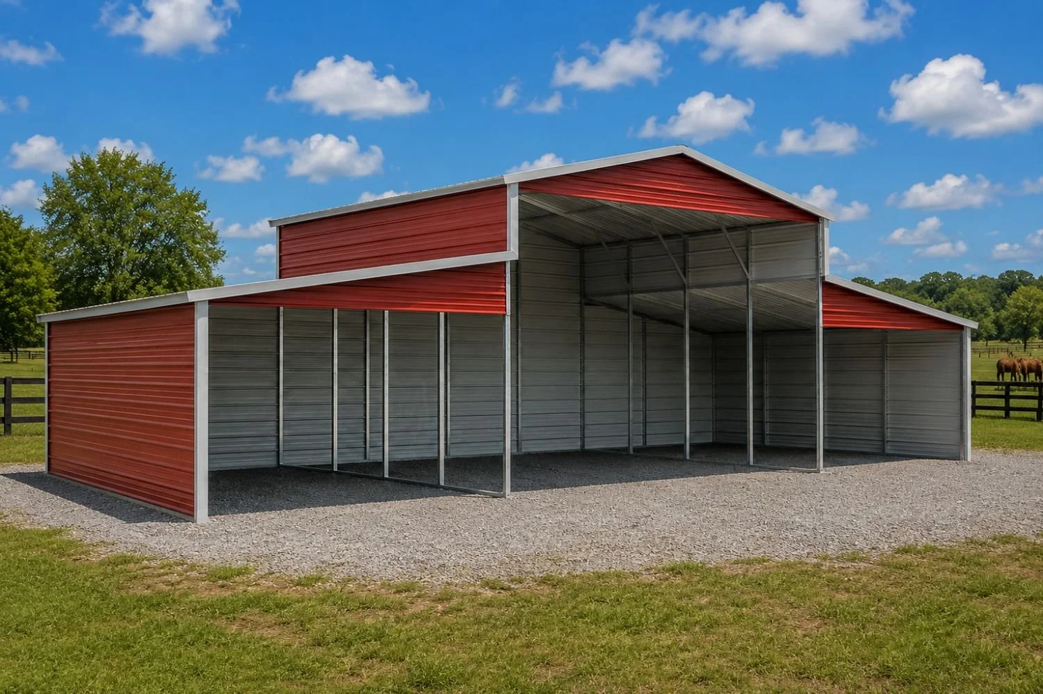 an open barn agricultural building