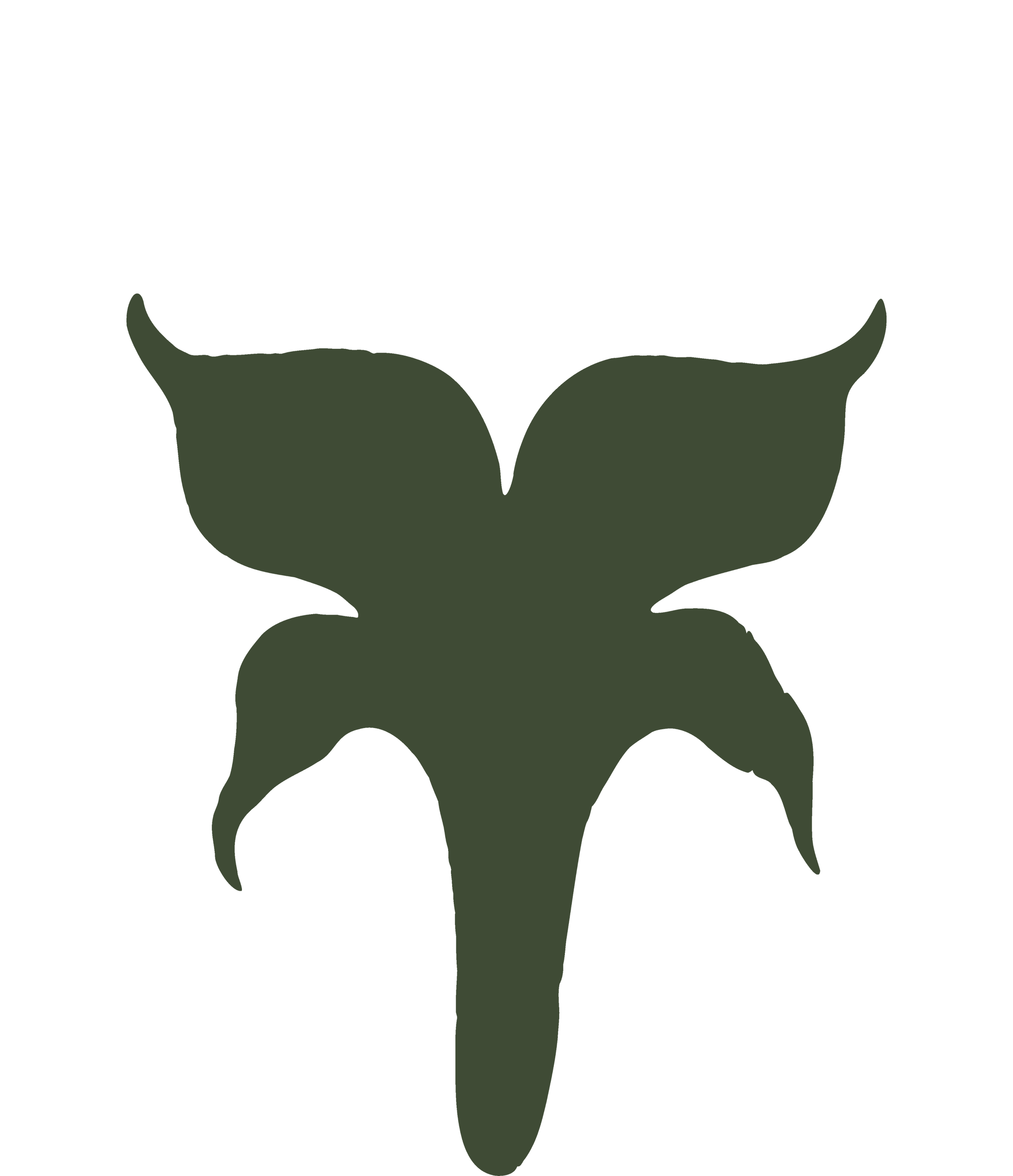Silhouette of a deer's head with antlers, facing forward.