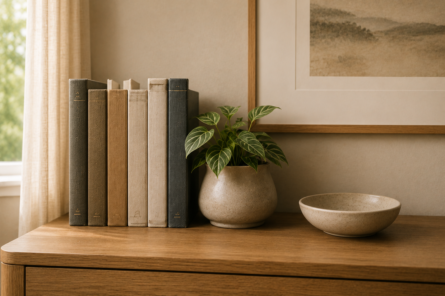 Books and calming décor in a welcoming therapy space, representing a supportive environment for learning and personal growth.