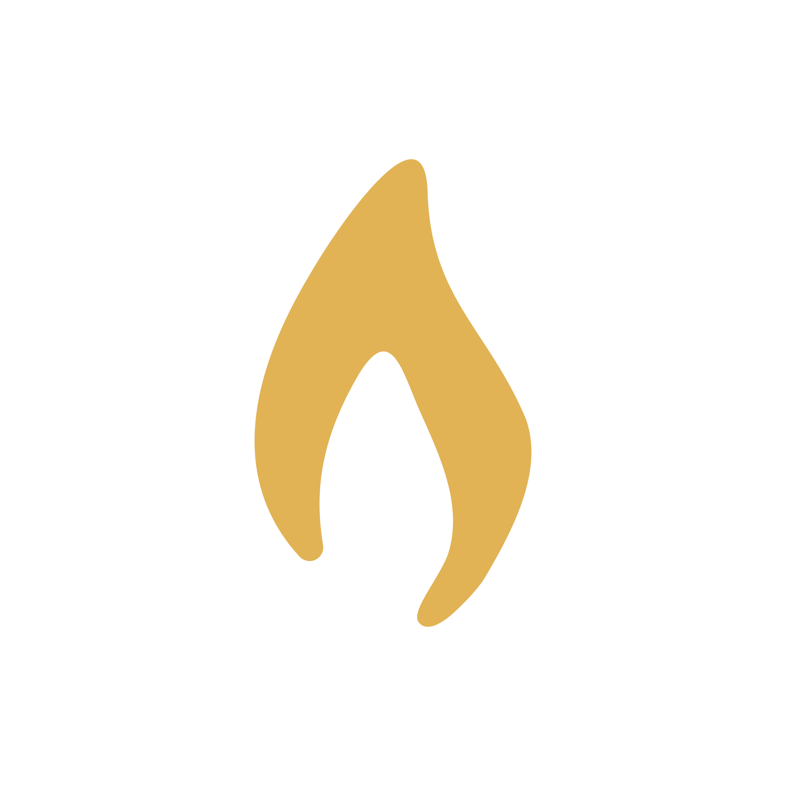Large gold flame. A part of the Luminary logo.