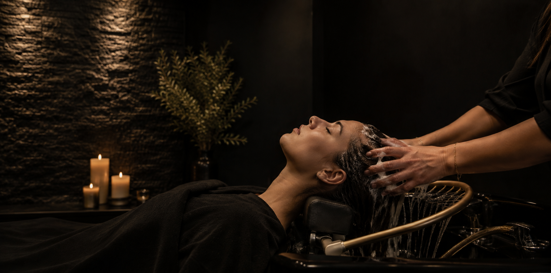 Woman receiving a massage in a spa or massage clinic, lying on her back with eyes closed at The Harrison Day Spa Cincinnati Ohio 