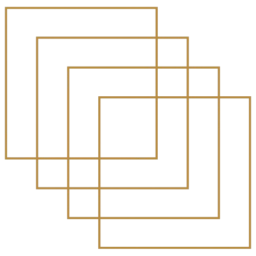 Abstract geometric pattern with overlapping rectangles in various shades of brown, tan, and beige with a small yellow square in the bottom right corner.