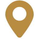 A gold map pin icon on a transparent background.