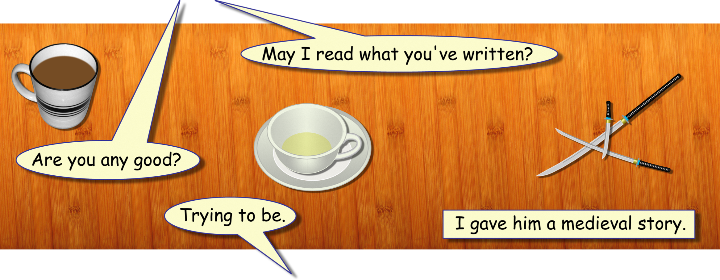 Artist rendering of coffee table discussion.