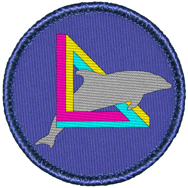 Artist rendering of a badge for the author's stories:  "Try Angle" and "Obtuse Angles"