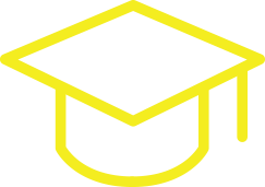 Yellow graduation cap on a black background