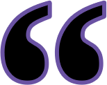 Close-up of purple quotation marks on a white background.