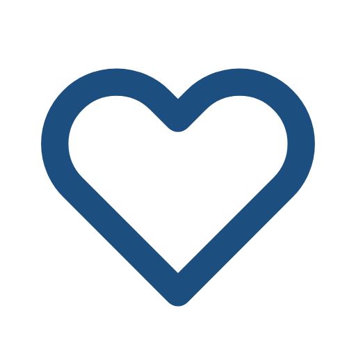 Blue outline heart icon on black background.