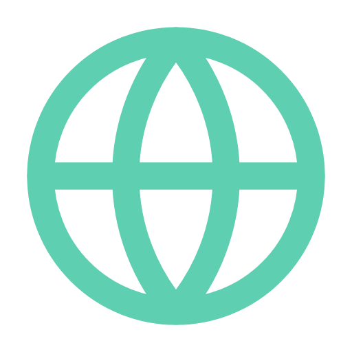 A digital icon of a globe with latitude and longitude lines.