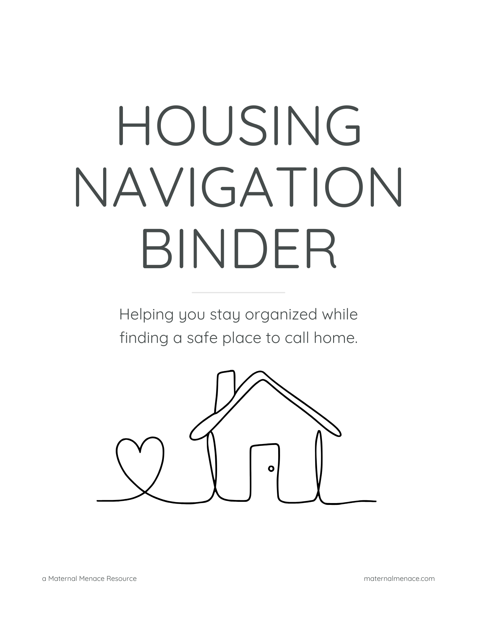 Cover of the Housing Navigation Binder, a free printable toolkit for organizing housing applications, documents, contacts, and important records.