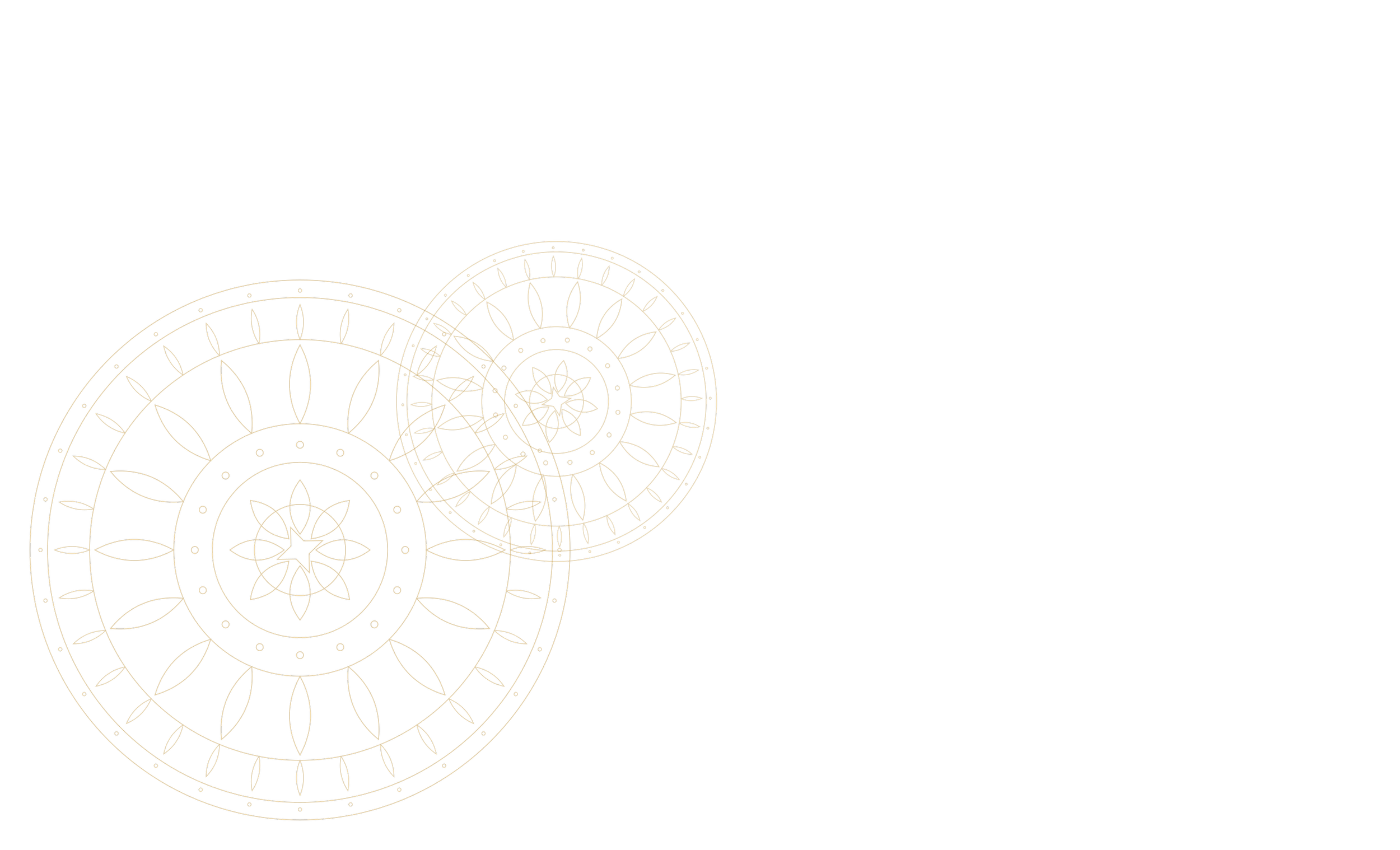 Golden intricate circular patterns on a black background.