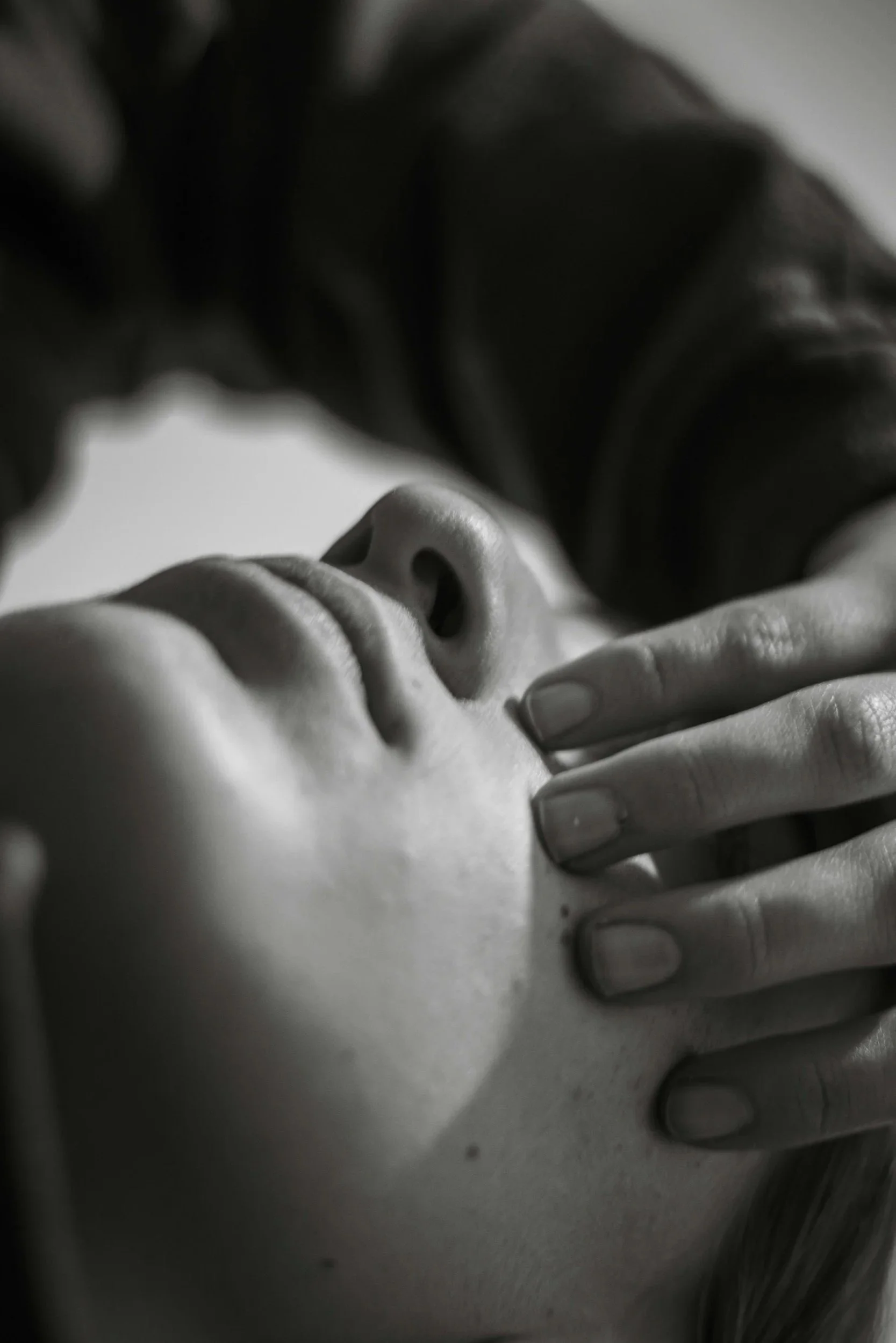 Close-up of a person receiving a lymphatic drainage massage