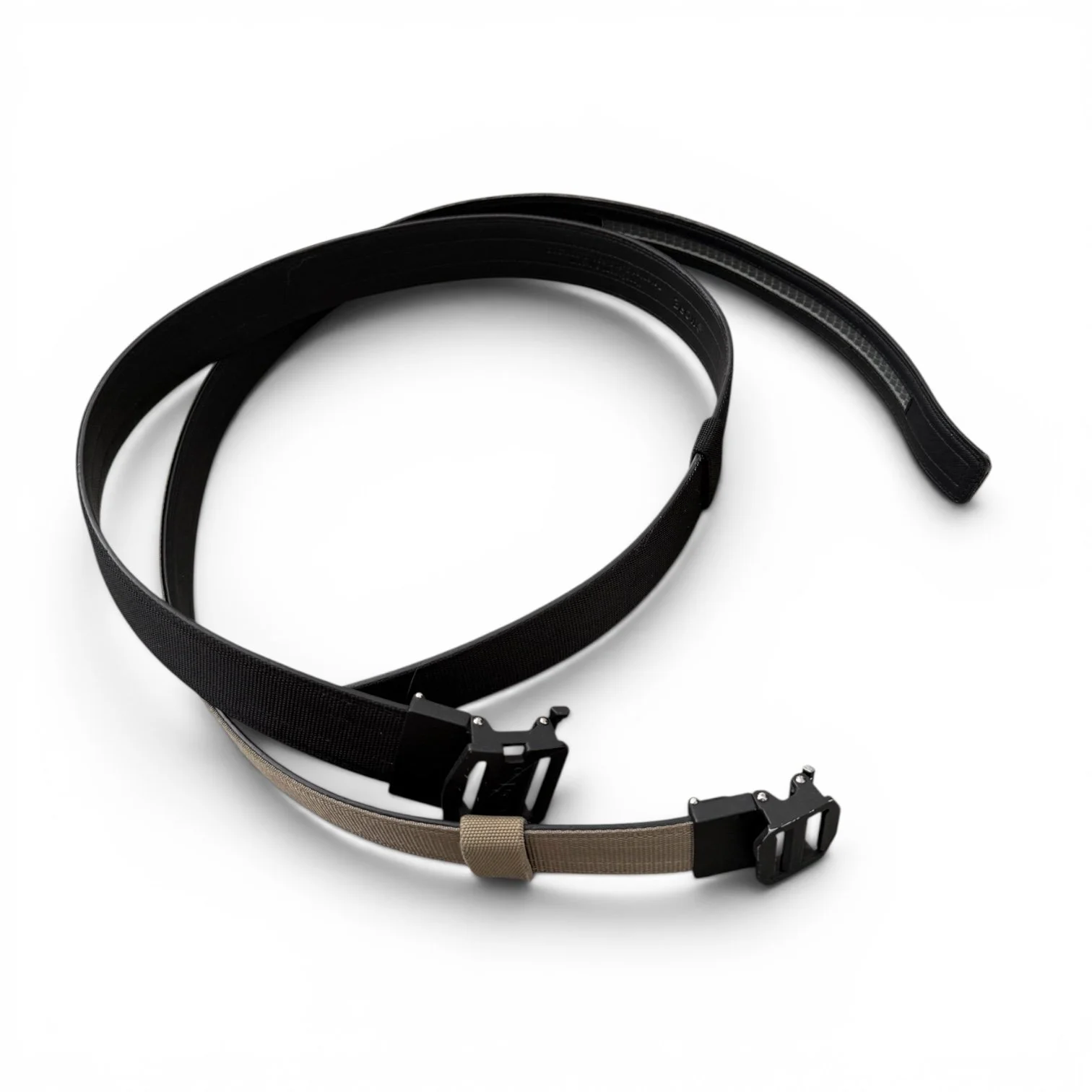 Two belts- these are from kore essentials… one belt is 1.75 inch width and the other is one 1.5 inches width. Once for EDC once for…whatever- I adjust accordingly to the sizes of my holster loops. I mainly use the 1.5 inch for EDC.- and then the 1.75