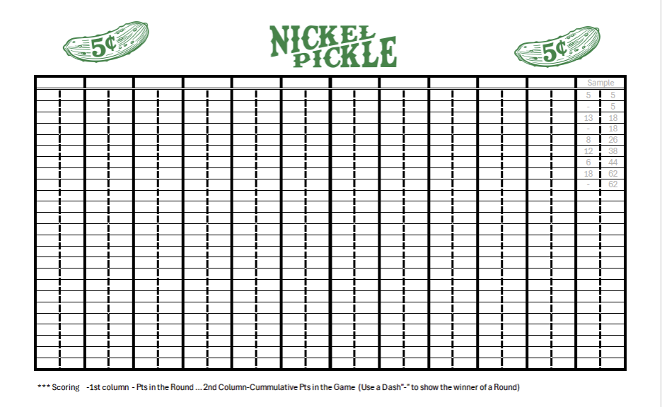Nickel Pickle - Scoresheet