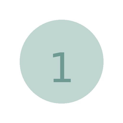 Number 1 medal or badge with a light green circle background and dark text.