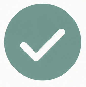 Green circular checkmark icon indicating approval or correctness.