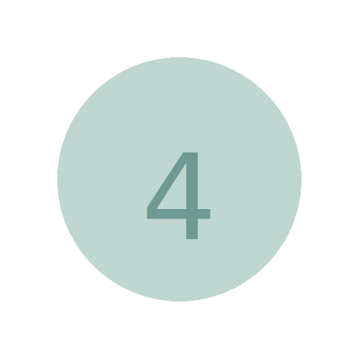 A light blue circle with the number 4 in the center on a black background.