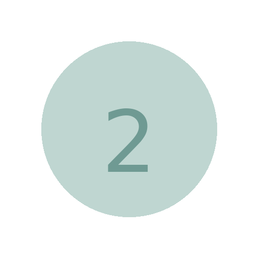 A gray circle with the number 2 inside, on a black background.