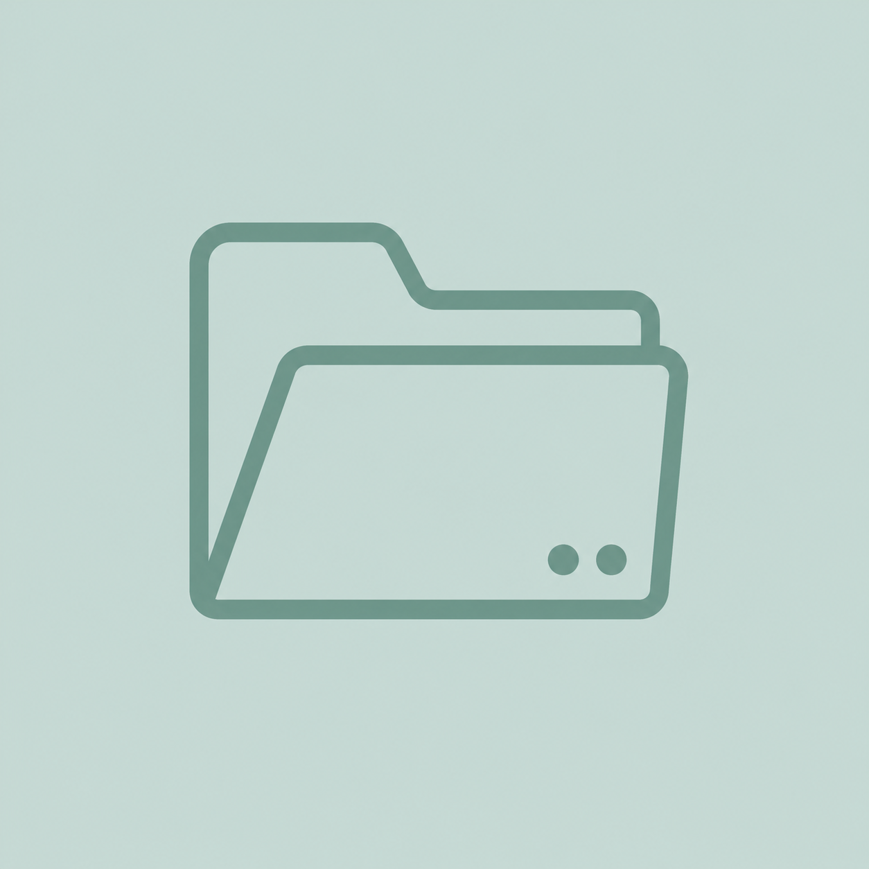 Outline of a folder icon with two small circles at the bottom right corner, on a light background.