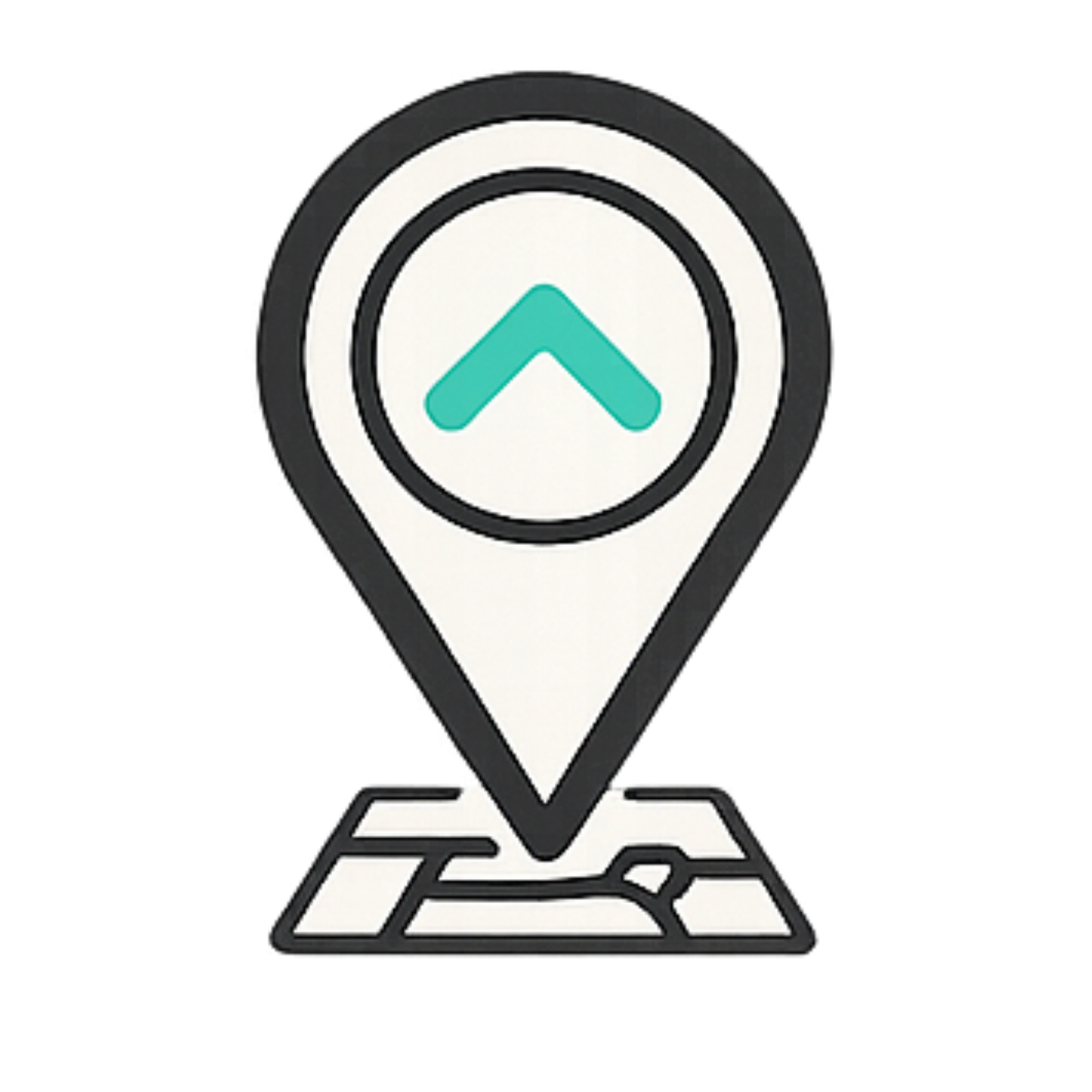 Navigation map marker icon with an upward arrow inside a circle.