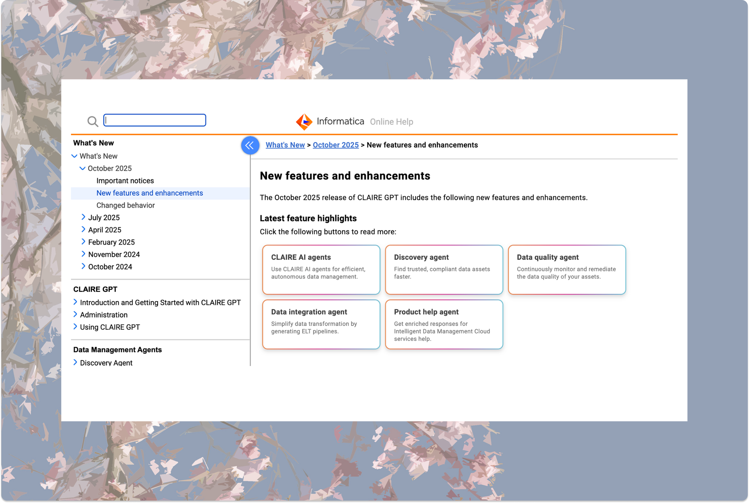 Content Architecture: Designing an Interactive "What’s New" Wayfinding Menu for Informatica Documentation