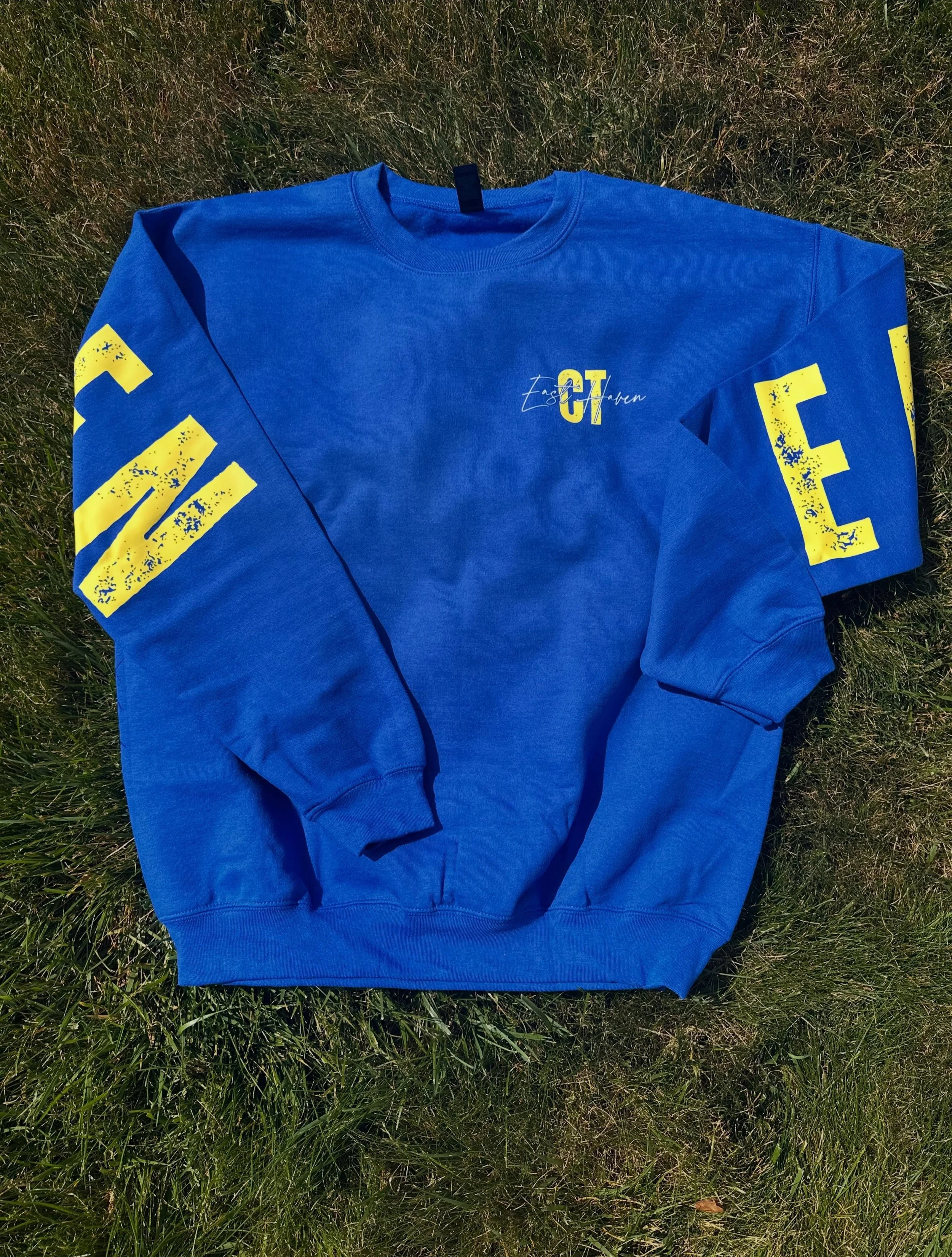 EASTIE Colorway.

Born in East Haven. Graduated from East Haven. Spent enough years here to know if the Dunkin on Route 80 has more than three cars in line, you&rsquo;re gonna have to be patient.

The new Big Back Eastie Crewneck is our attempt to fr