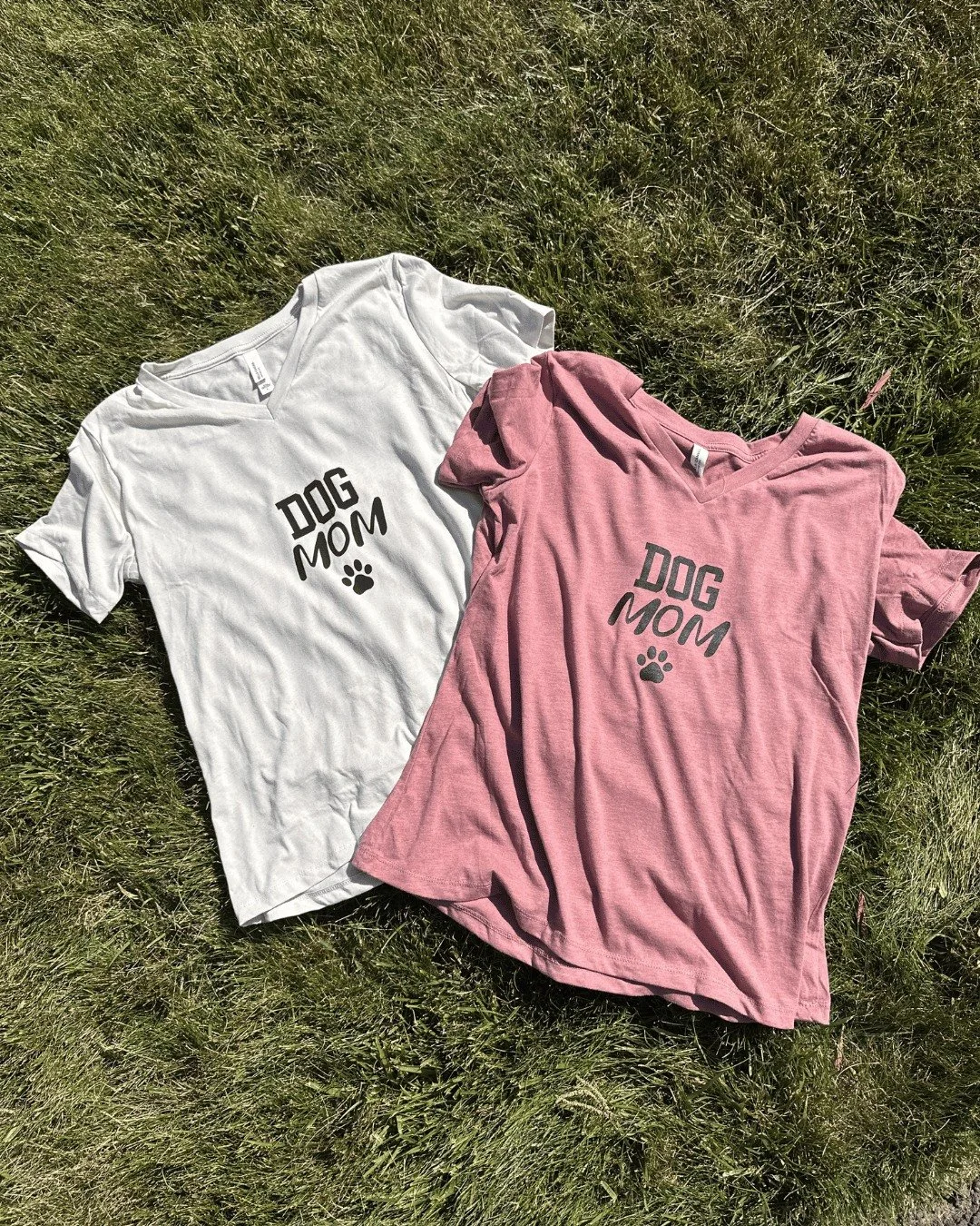 Dog Mom @bellacanvas V-Necks are officially in the mix.
Soft enough to become the &ldquo;accidentally wore it multiple days in a row&rdquo; shirt.

We made 4. Only 2 survived the journey.
The other two died so these could live.

Small batch. Slightly