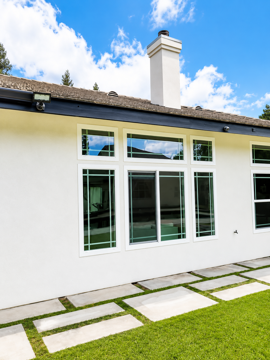Professional window installation in California home exterior featuring custom vinyl windows and energy-efficient glass design by Gemini Windows & Doors