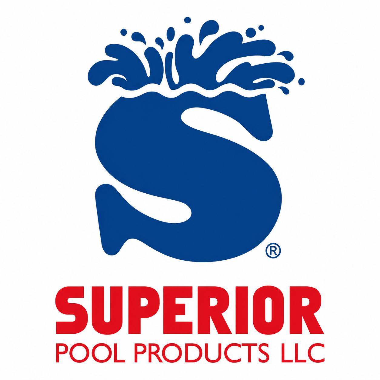 Blue dollar sign with water splash above, and red text below that reads 'SUPERIOR POOL PRODUCTS LLC'.