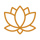 Line art of a stylized lotus flower in gold color