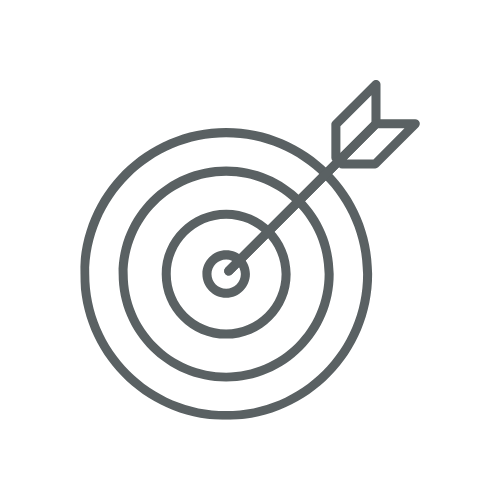 A target with concentric circles and an arrow hitting the bullseye.