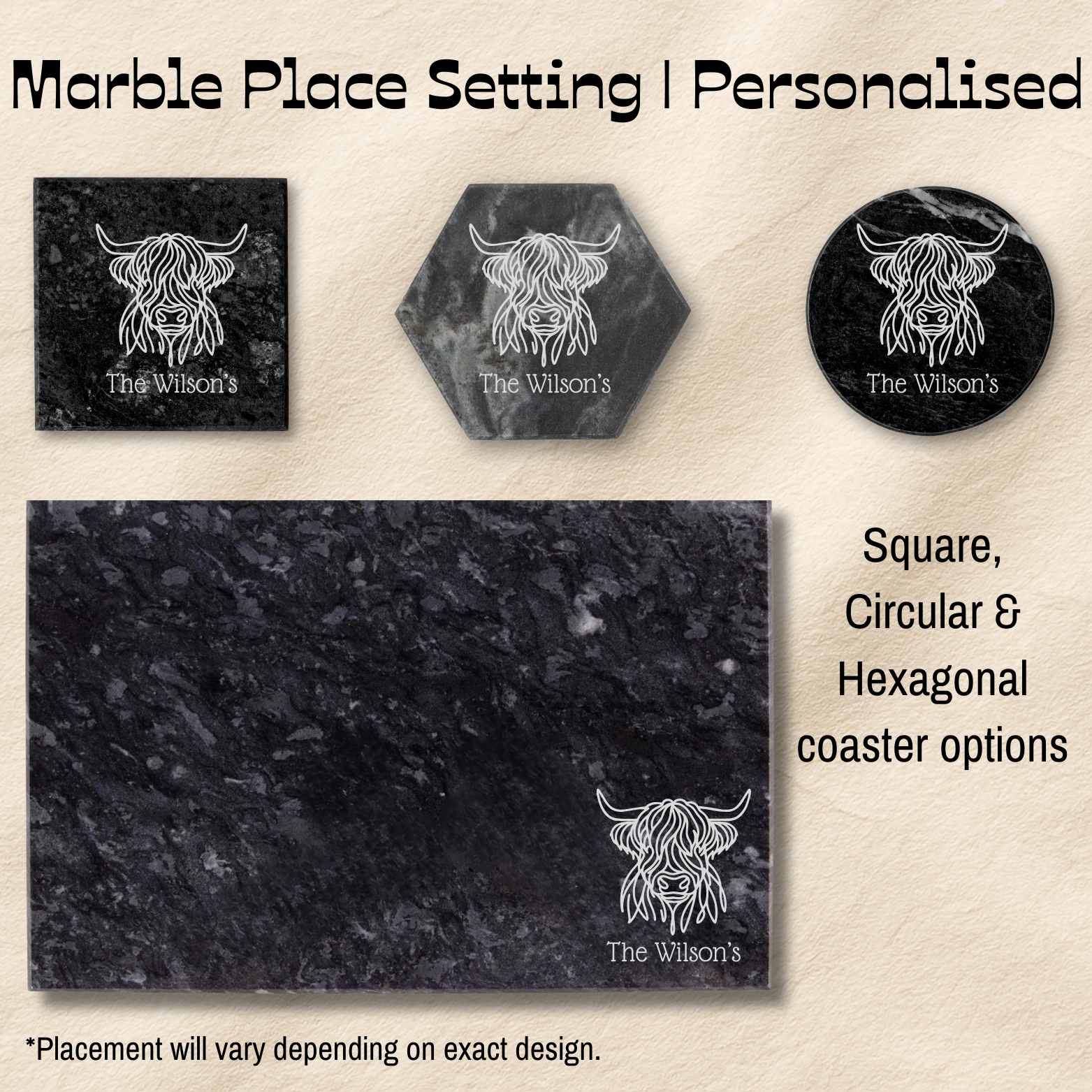 The Marble Place Settings | Personalised