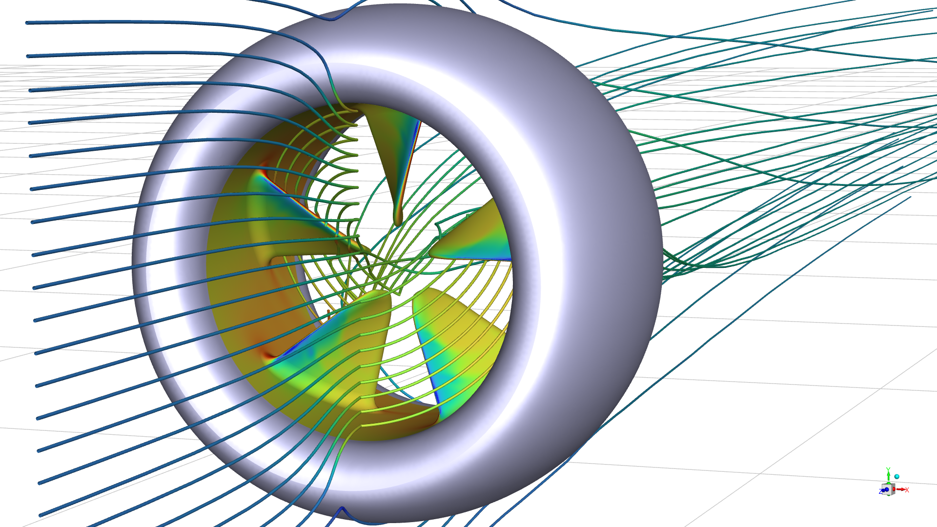 CFD simulation of flow through a rim-driven thruster.