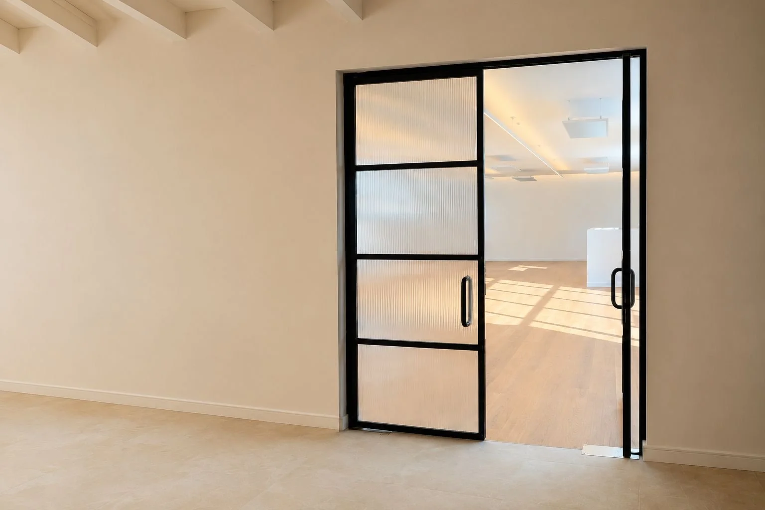 Warm natural light flowing across the timber floors of Flow Republic's purpose-designed yoga studio, creating a calm and welcoming space for practice.