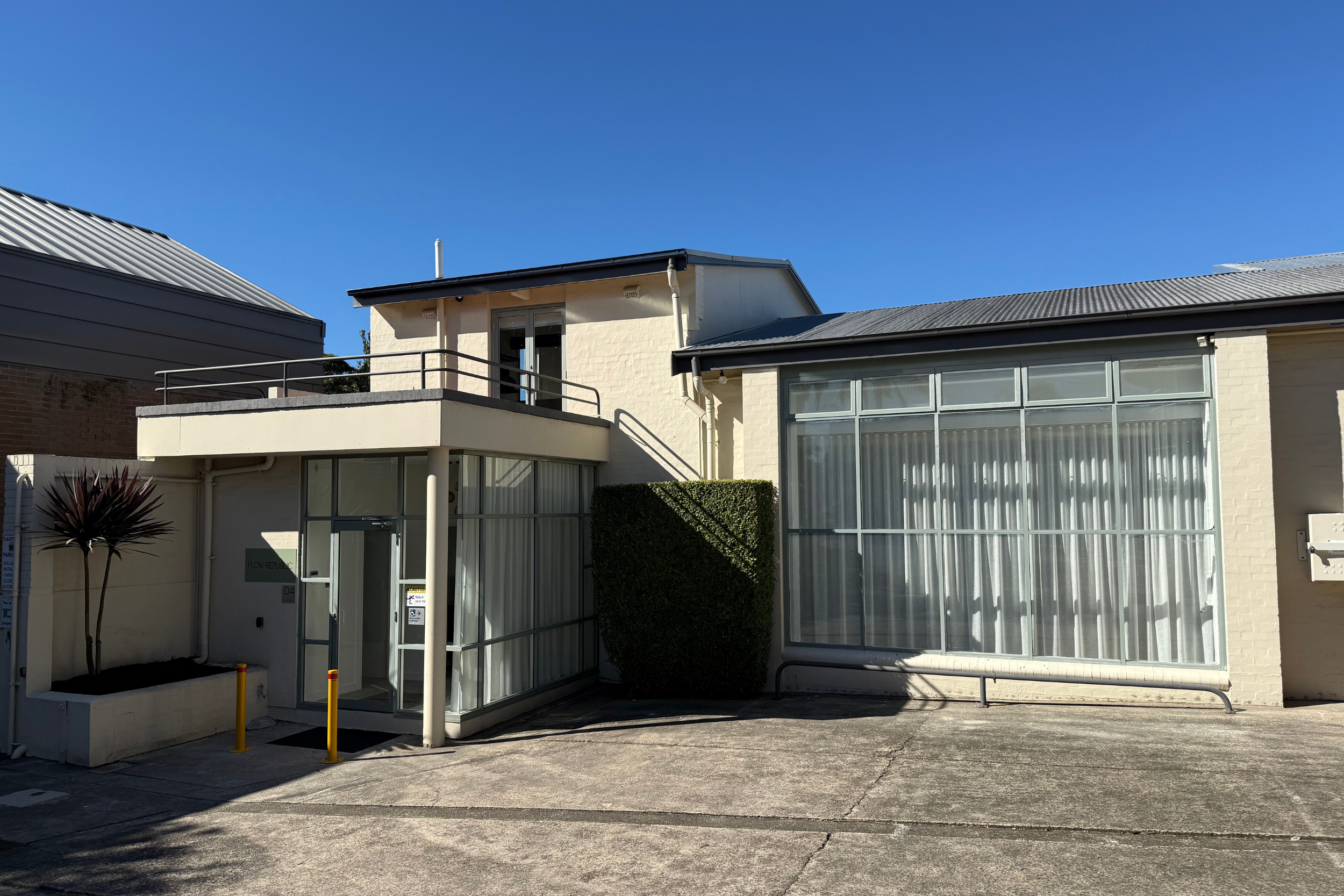Exterior of Flow Republic in Rozelle, a welcoming yoga, meditation, wellness and sound space located within a beautifully restored heritage building.