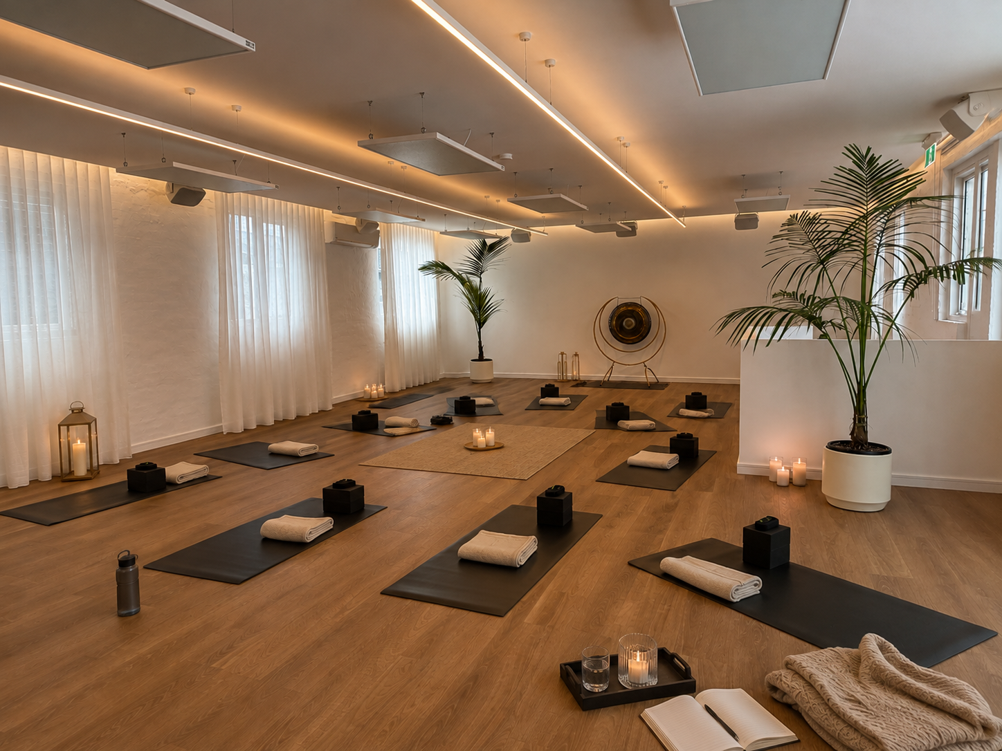 Light-filled studio set up for movement at Restore Retreat held by Flow Republic, Rozelle.