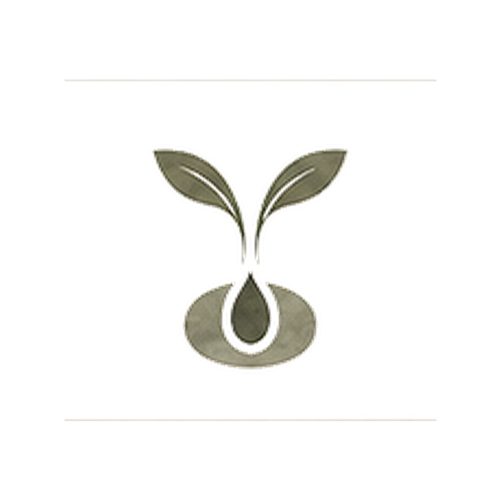 A logo featuring a stylized fox head with two leaves on top, a droplet shape at the nose, and a circular design beneath. The logo is predominantly gray with a red rectangle to the right.