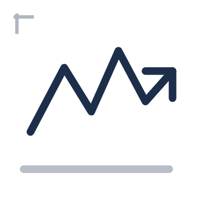 Line graph with an upward trend and a flag at the top left corner.