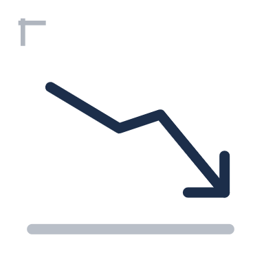 Downward trending financial graph line with a dollar sign at the top.
