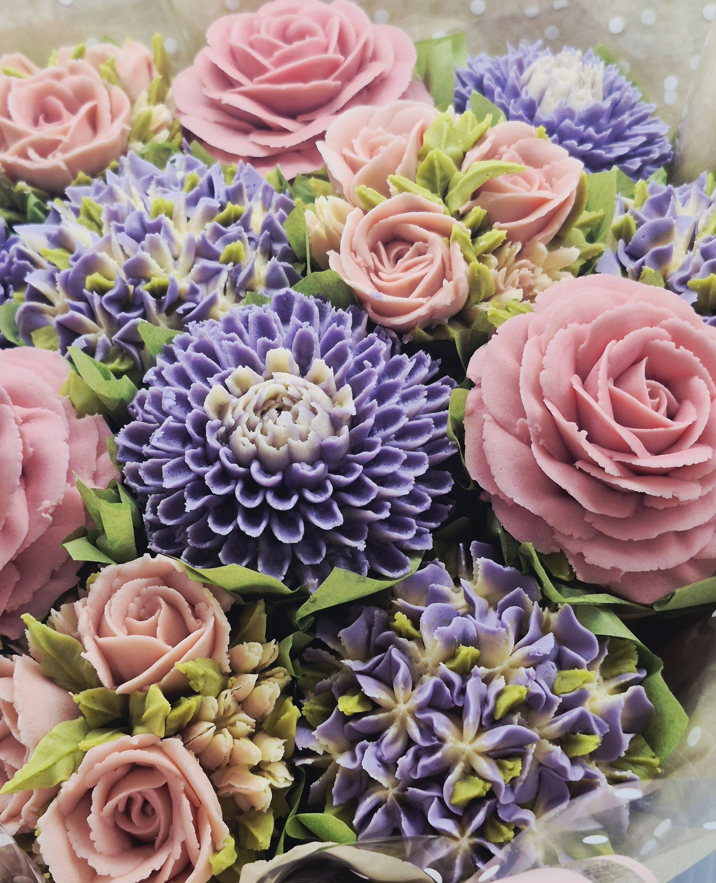 Floral Cupcake bouquet pink and purple