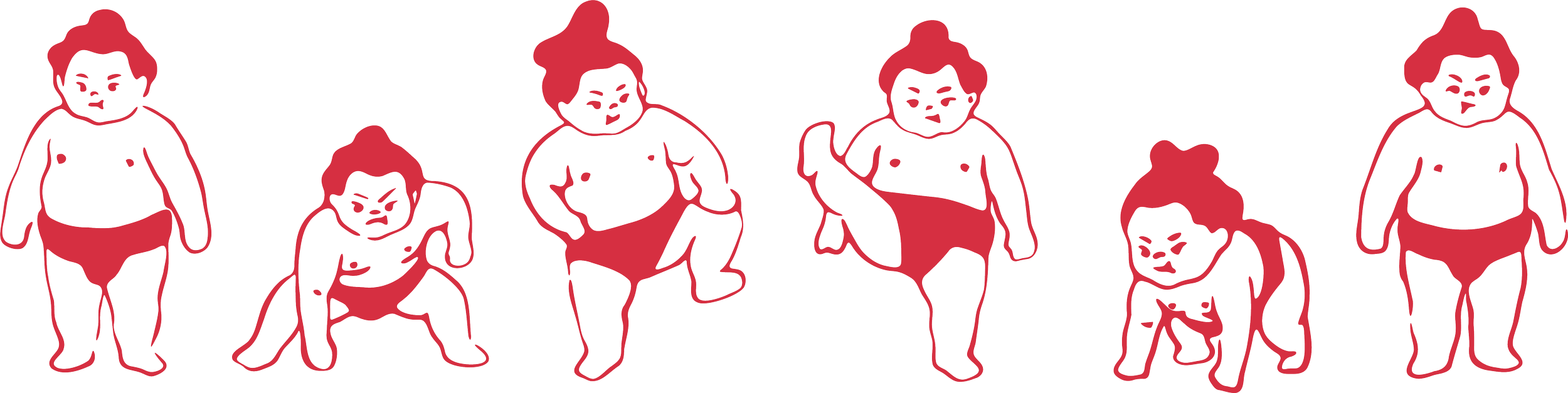 Drawings of a baby Sumo. Chobo Mascot.
