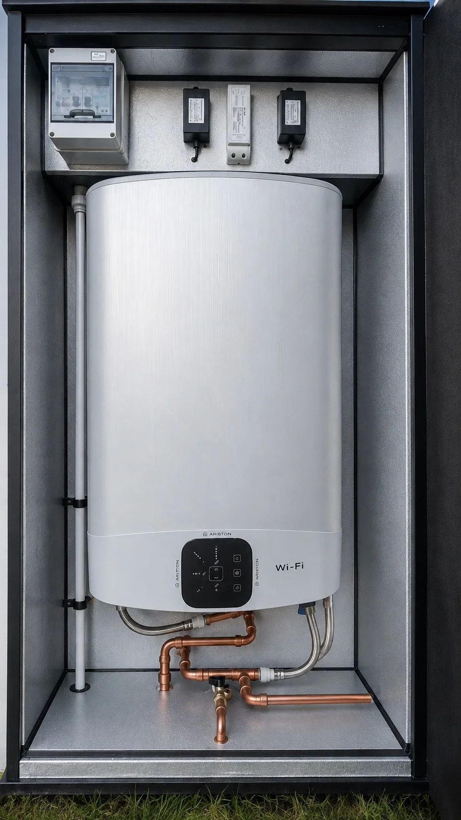 Integrated hot water system and electrical installations