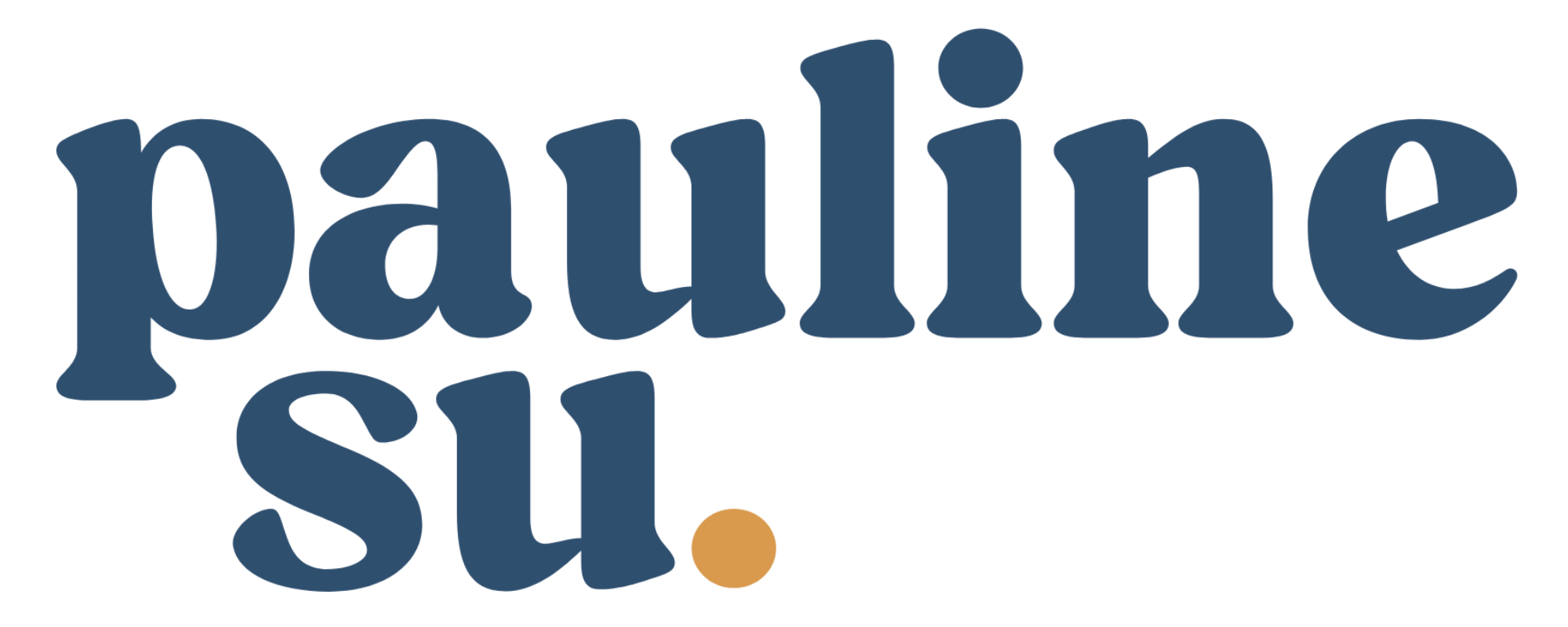 Pauline Su logo with blue text and a yellow dot
