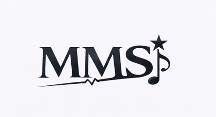 Logo with the letters "MMS" and musical notes, star, and heartbeat line.