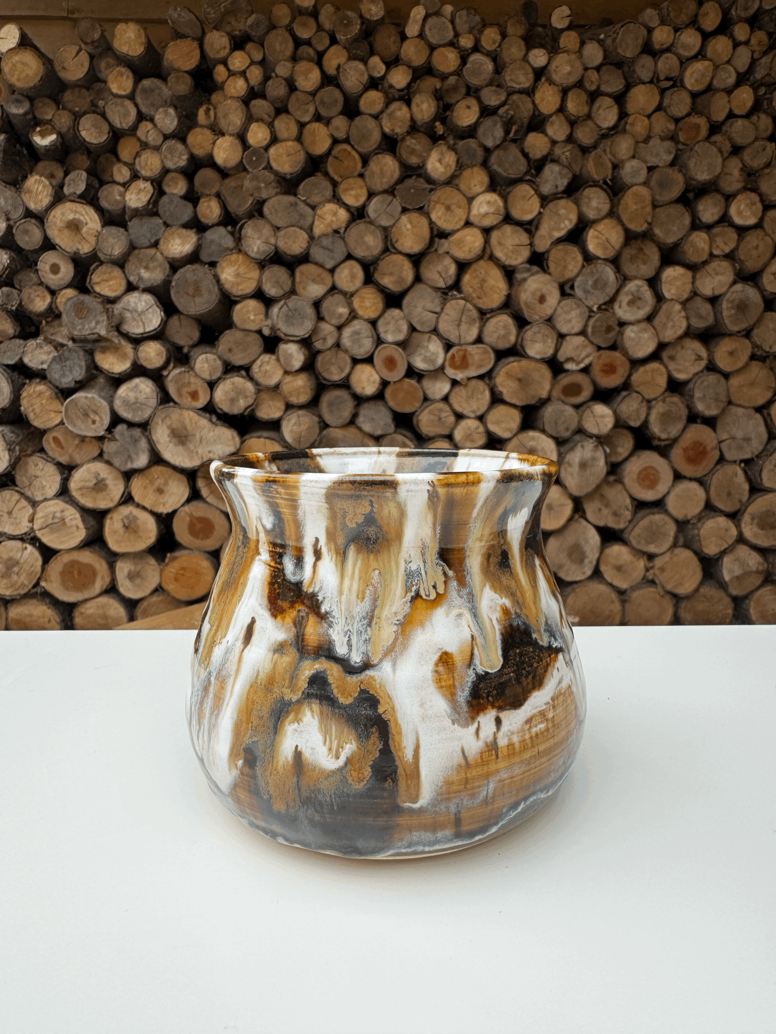 Rustic Cow Glaze Stoneware Vase
