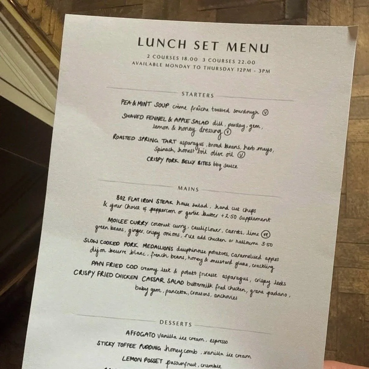 Handwritten Menu Design